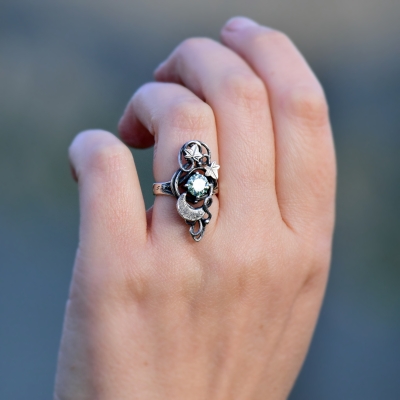 Moissanit Pierścionek z Księżycem